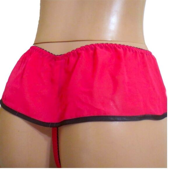 APT 9. Red and Black Sheer / Lace Skirted Thong Panty w/ with Embellishment - Picture 2 of 3